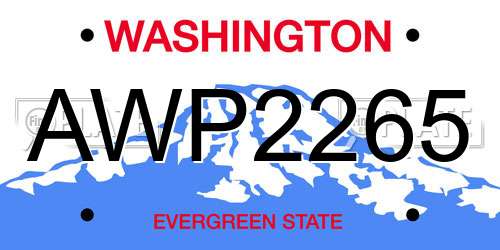 AWP2265 Washington License Plate