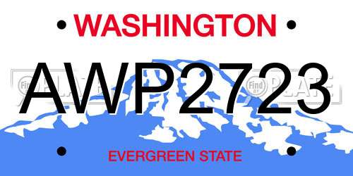 AWP2723 Washington License Plate