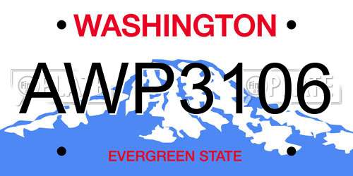 AWP3106 Washington License Plate