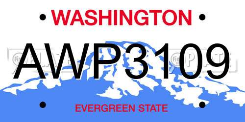 AWP3109 Washington License Plate