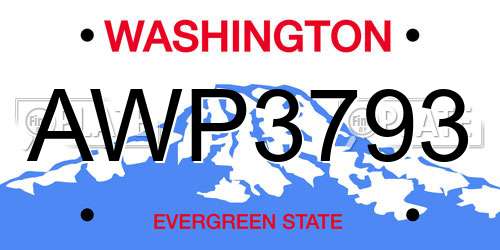 AWP3793 Washington License Plate