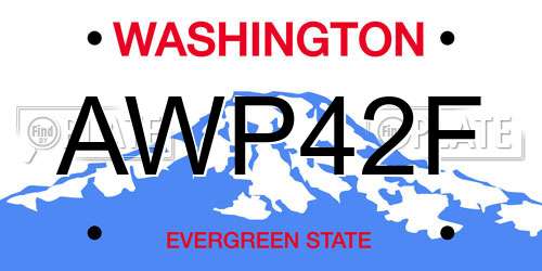 AWP42F Washington License Plate