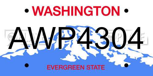 AWP4304 Washington License Plate