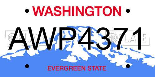 AWP4371 Washington License Plate