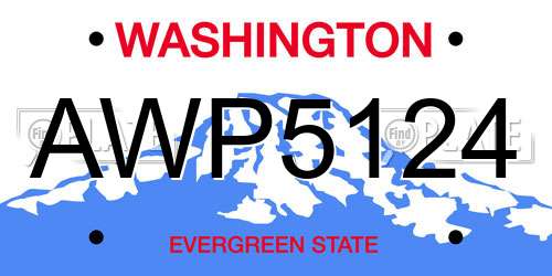 AWP5124 Washington License Plate