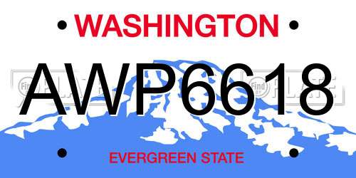 AWP6618 Washington License Plate