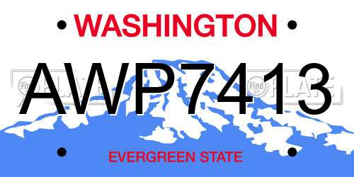 AWP7413 Washington License Plate