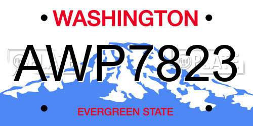 AWP7823 Washington License Plate