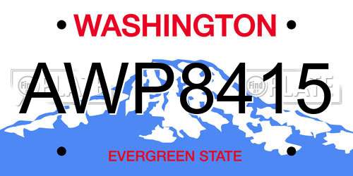 AWP8415 Washington License Plate