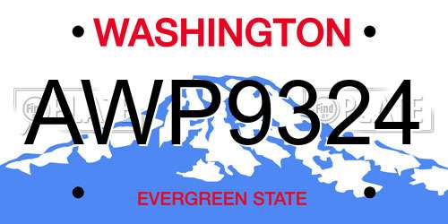 AWP9324 Washington License Plate