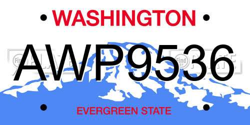 AWP9536 Washington License Plate