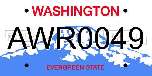 AWR0049 Washington License Plate