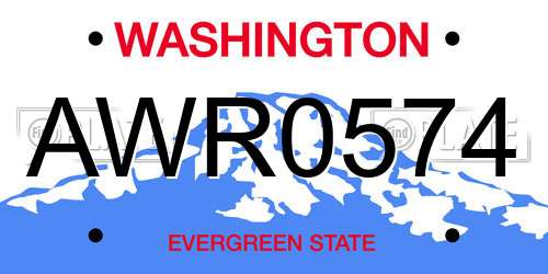 AWR0574 Washington License Plate