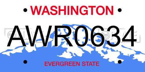 AWR0634 Washington License Plate