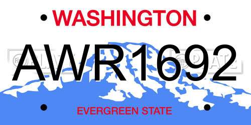 AWR1692 Washington License Plate