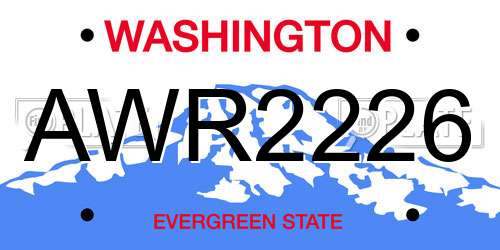 AWR2226 Washington License Plate