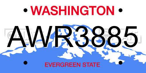 AWR3885 Washington License Plate