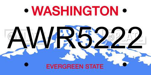 AWR5222 Washington License Plate