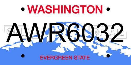 AWR6032 Washington License Plate