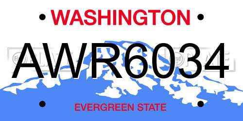 AWR6034 Washington License Plate