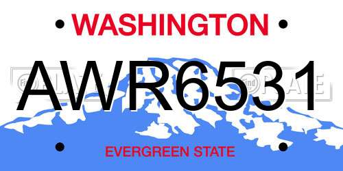 AWR6531 Washington License Plate