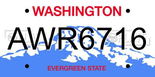 AWR6716 Washington License Plate