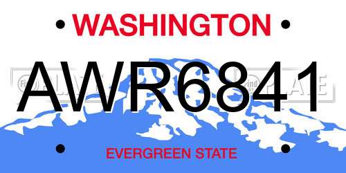 AWR6841 Washington License Plate