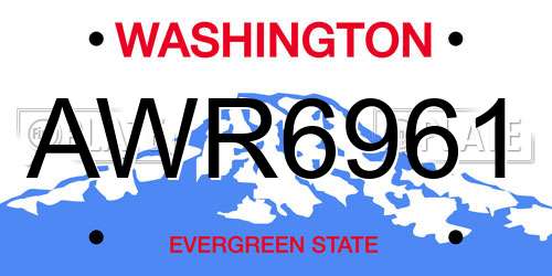 AWR6961 Washington License Plate