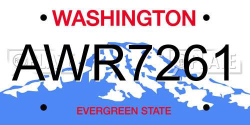 AWR7261 Washington License Plate