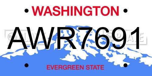 AWR7691 Washington License Plate