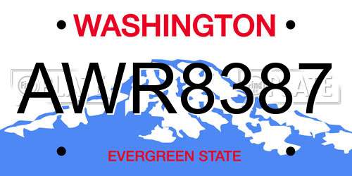 AWR8387 Washington License Plate