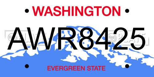 AWR8425 Washington License Plate
