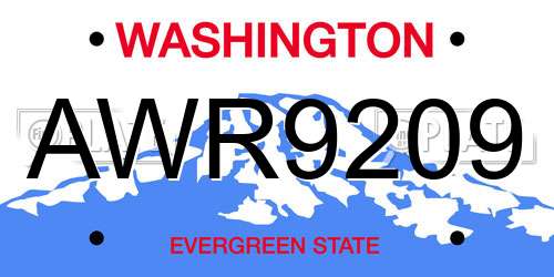AWR9209 Washington License Plate