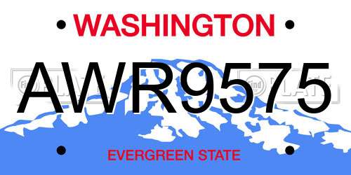 AWR9575 Washington License Plate