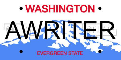 AWRITER Washington License Plate