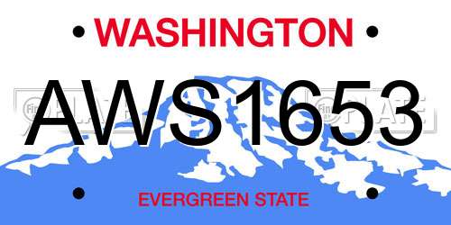 AWS1653 Washington License Plate