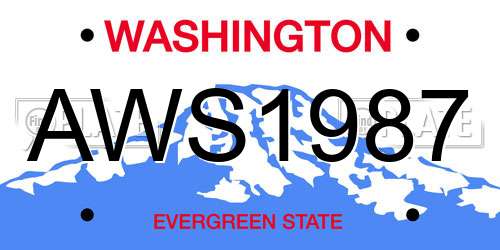 AWS1987 Washington License Plate