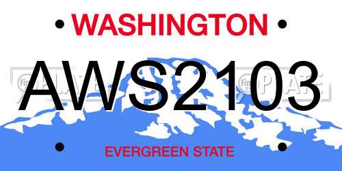 AWS2103 Washington License Plate