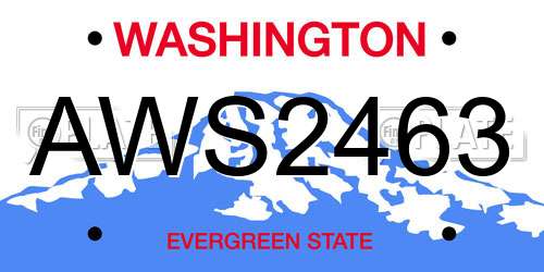 AWS2463 Washington License Plate