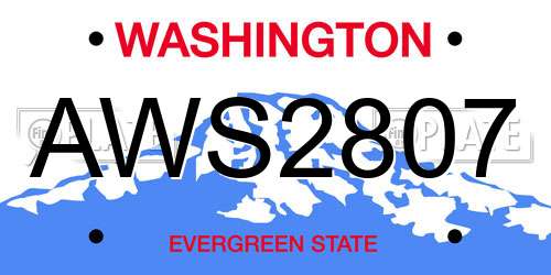 AWS2807 Washington License Plate