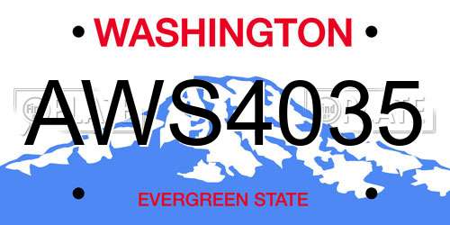 AWS4035 Washington License Plate