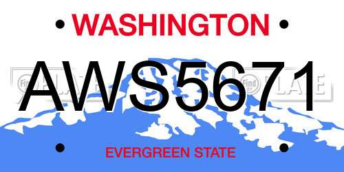 AWS5671 Washington License Plate