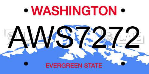 AWS7272 Washington License Plate