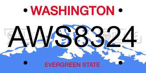 AWS8324 Washington License Plate