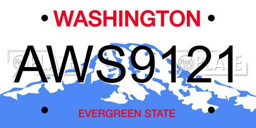 AWS9121 Washington License Plate