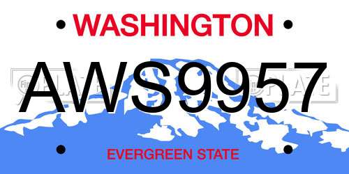 AWS9957 Washington License Plate