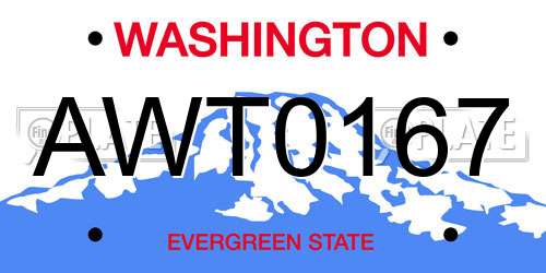 AWT0167 Washington License Plate