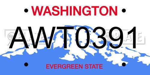 AWT0391 Washington License Plate