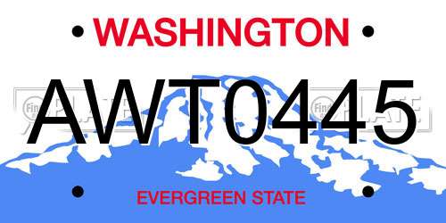AWT0445 Washington License Plate