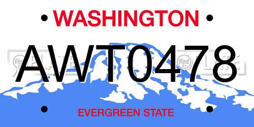AWT0478 Washington License Plate